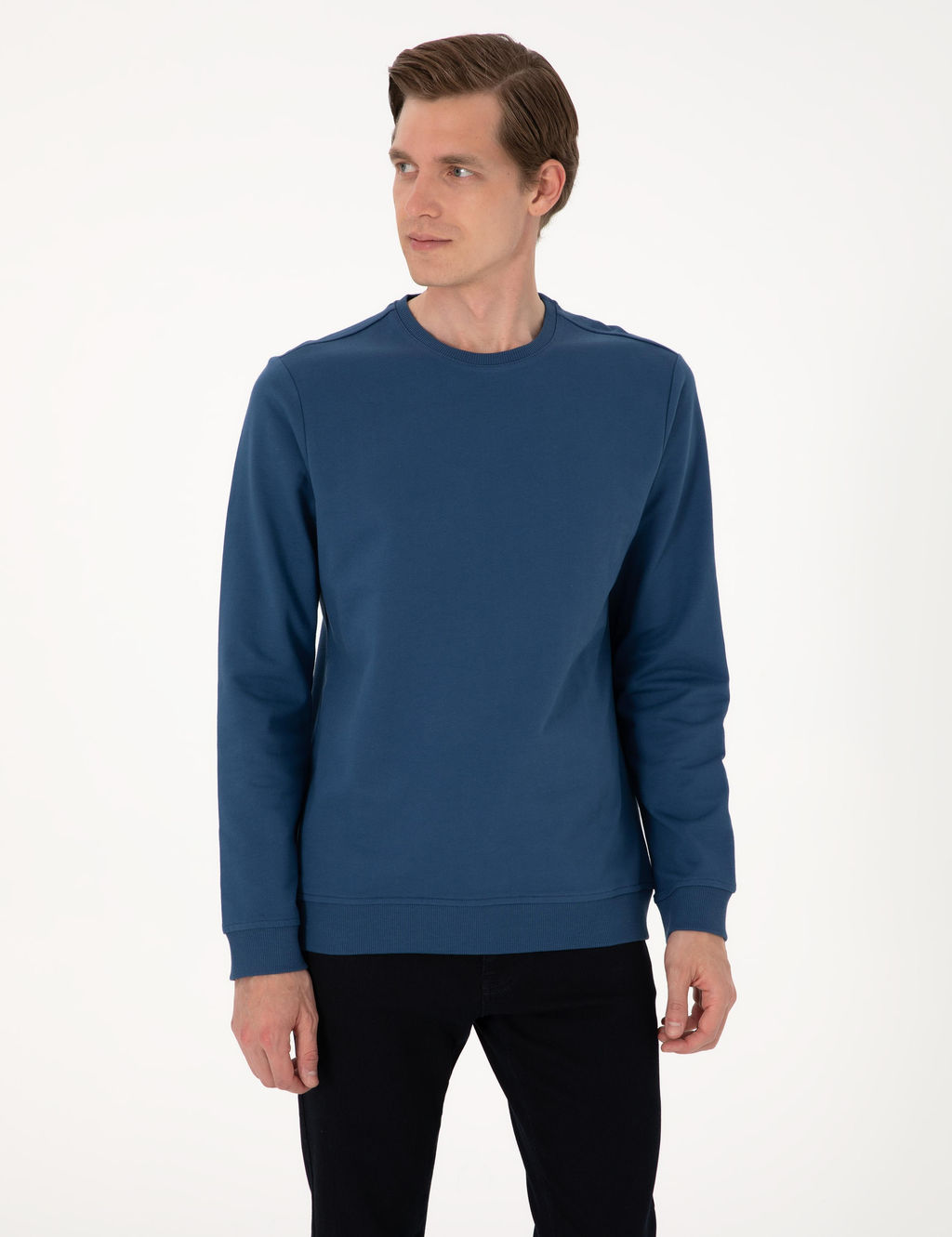 A__k Lacivert 2 _plik Regular Fit Bisiklet Yaka Basic Sweatshirt - Pierre cardin фото 3