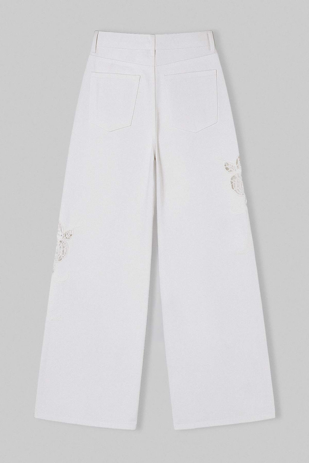 Beyaz Brode Detayl? Yuksek Bel %100 Pamuk Wide Leg Jeans TWOSS26JE00260 - Trendyolmilla фото 2