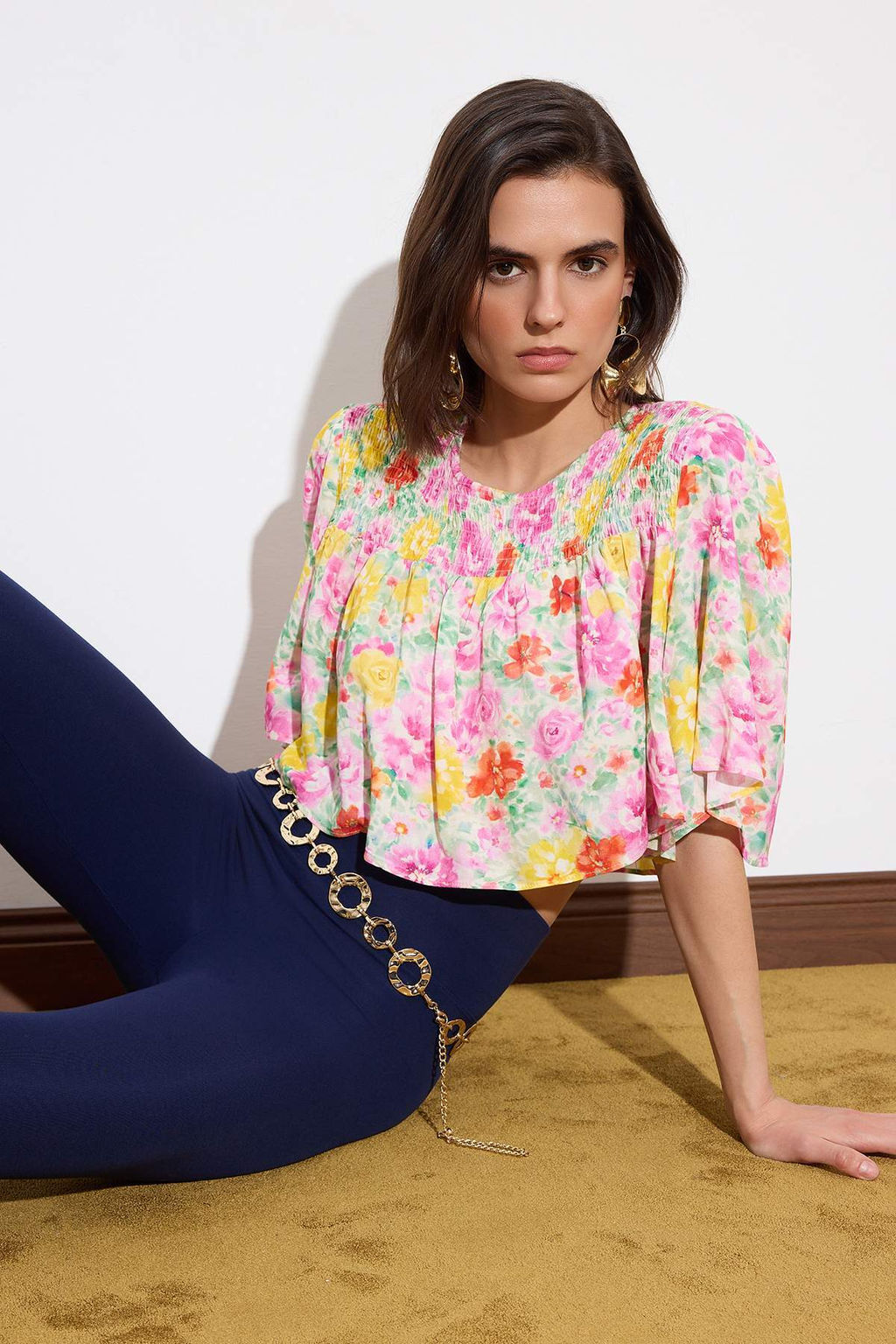 Limited Edition Pembe Cicekli Viskon Dokuma Bluz TWOSS26BZ00551 - Trendyolmilla фото 3