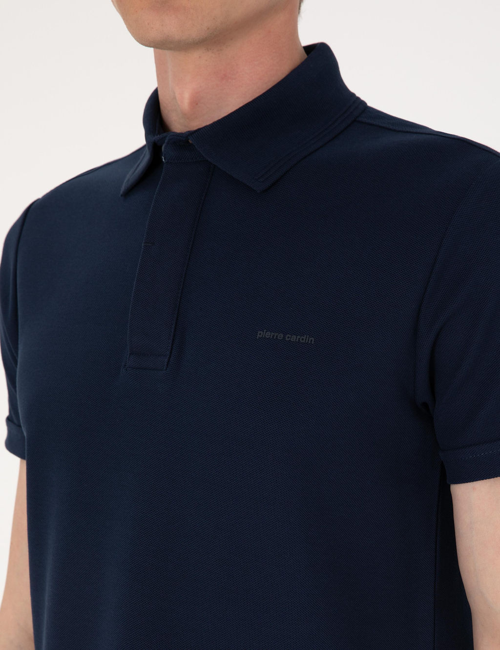 Lacivert Slim Fit %100 Pamuk K_vr_lmaz Amerikan Pike Polo Yaka Basic Ti__rt - Pierre cardin фото 14