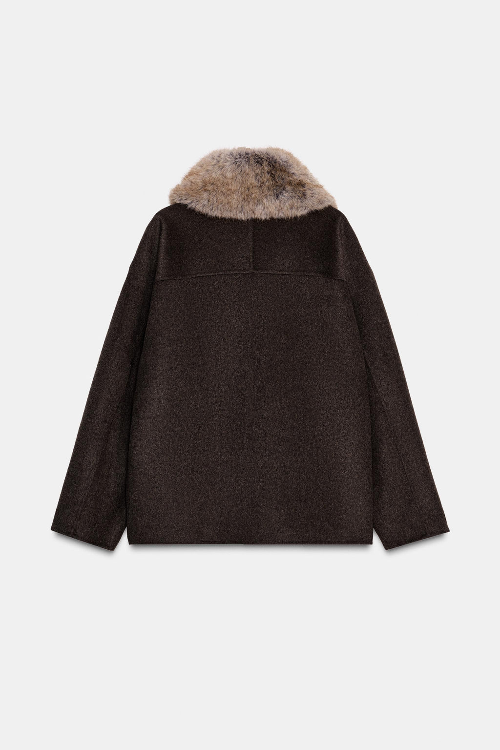 WOOL COAT WITH FAUX FUR COLLAR - Zara фото 8