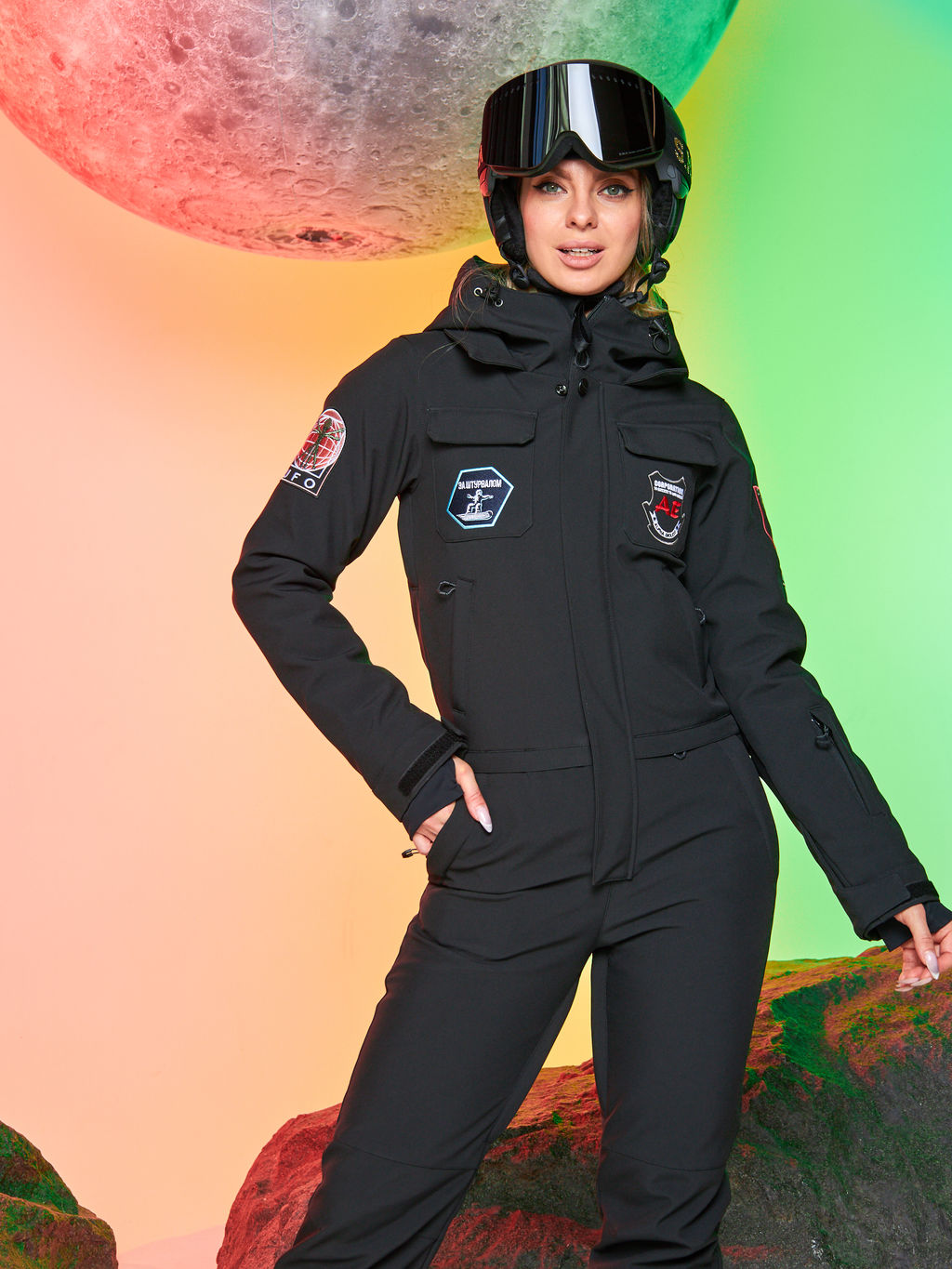 Женский сноубордический горнолыжный комбинезон Alpha Endless Aeternitas 223/2305 BLK - Черный  фото 26