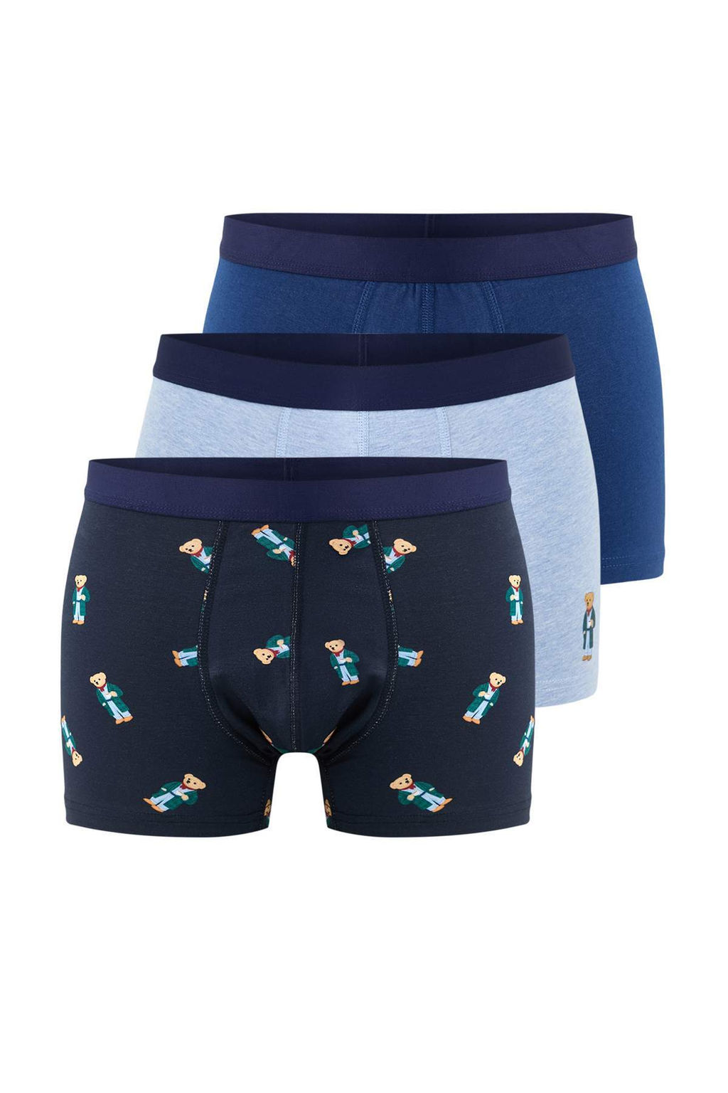 TRENDYOL MAN Cok Renkli 3lu Paket Ay? Bask?l?-Duz Esnek PamukluBoxer TMNSS25BX00008 - Trendyolmilla фото 3