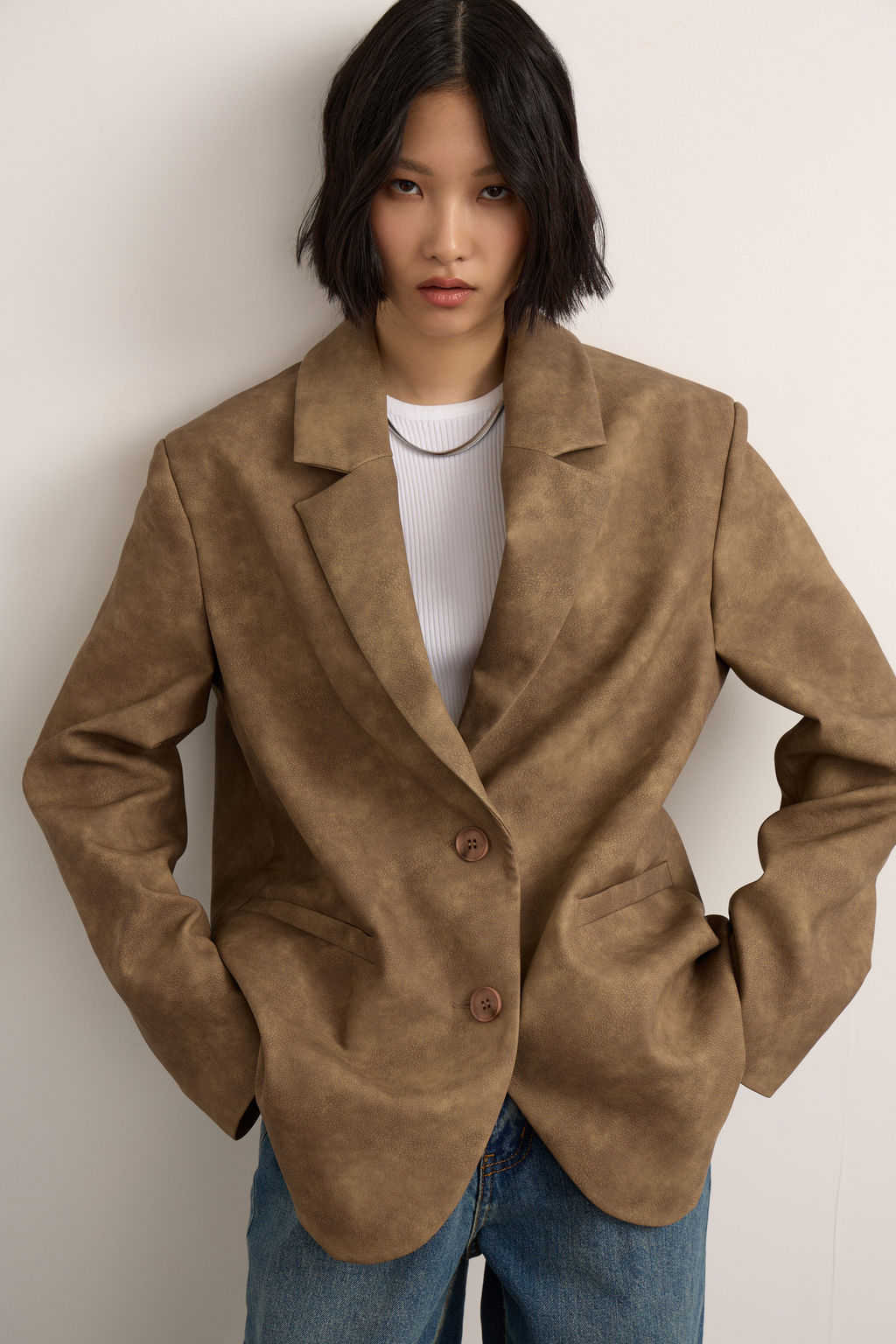 Жакет из экокожи с винтажной потертостью - Mollis фото 2