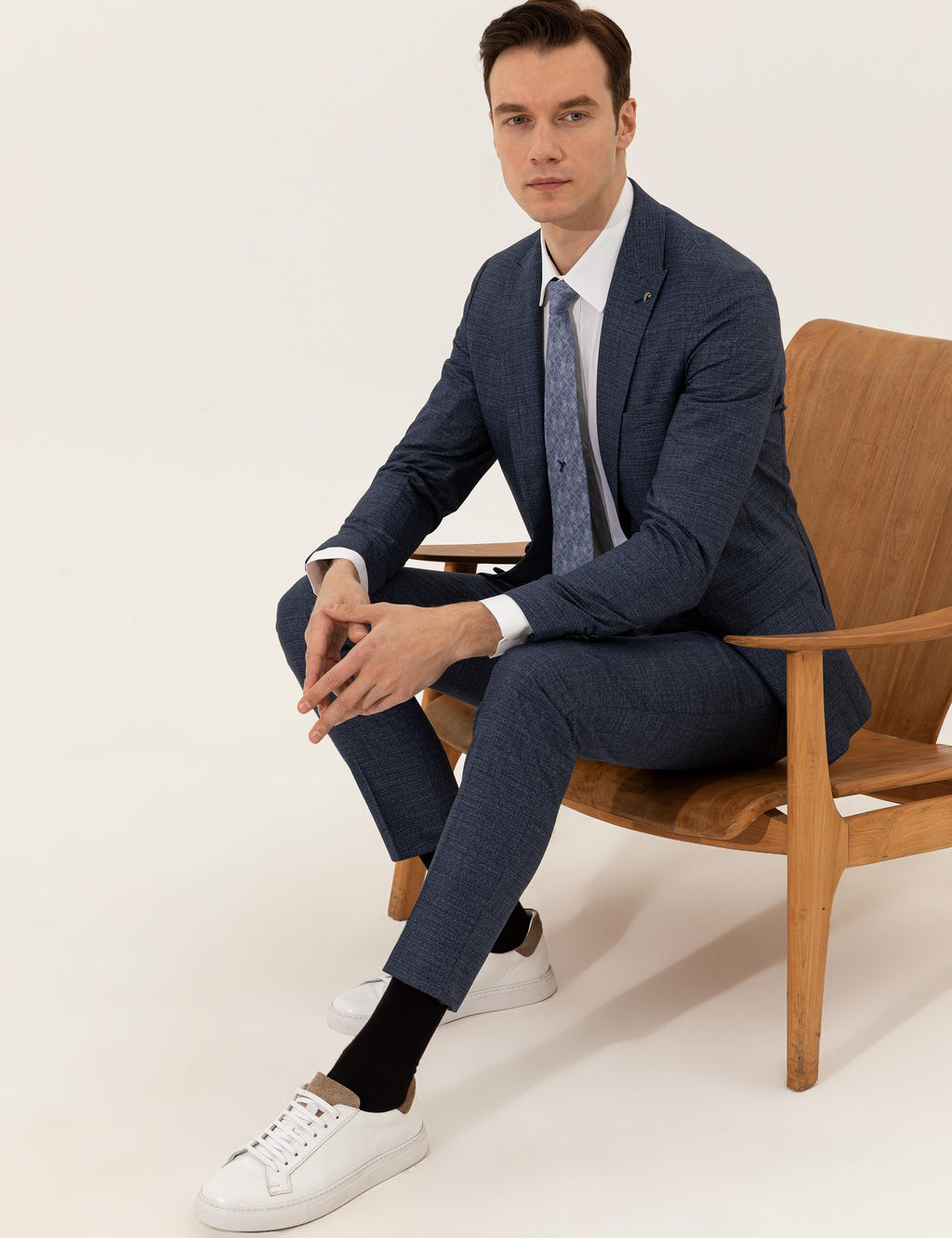 Lacivert Slim Fit Tak_m Elbise