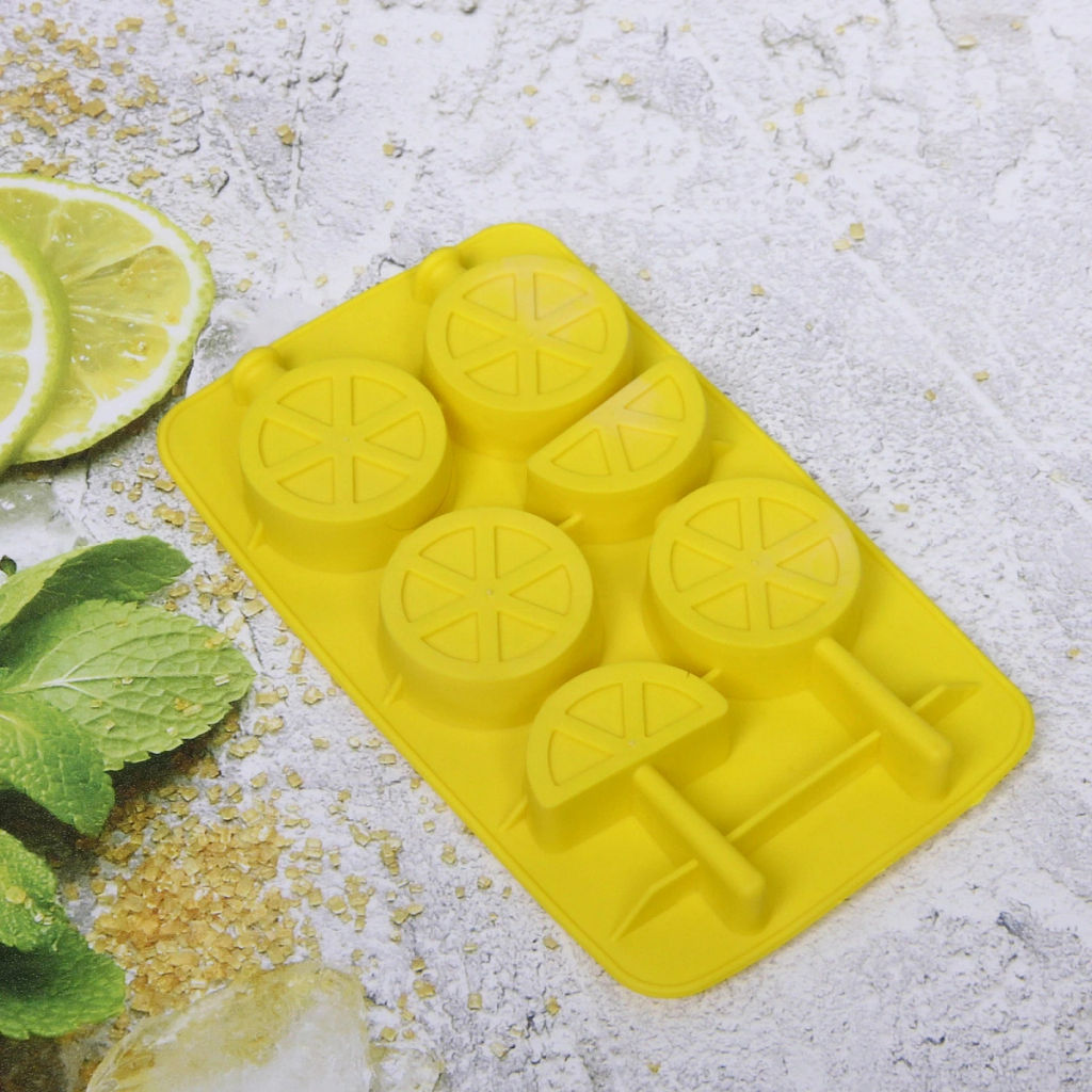 Цена за 5 шт. Форма для льда силиконовая "Дольки" 20*11,5см с палочками, цвета микс