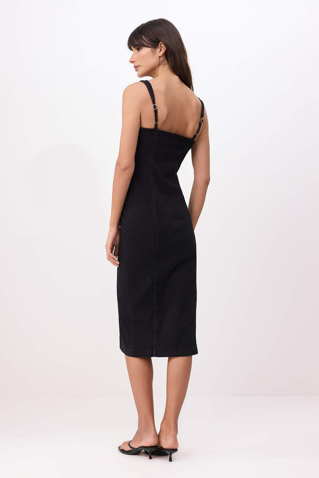 Siyah Dugme Detayl? Orta Esnek Midi Denim Elbise TWOSS26EL00356 - Trendyolmilla фото 4