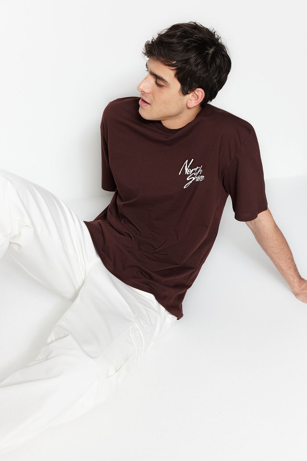 TRENDYOL MAN Bordo Oversize/Genis Kesim Bask?l? %100 Pamuklu T-Shirt TMNSS20TS1099 - Trendyolmilla фото 20