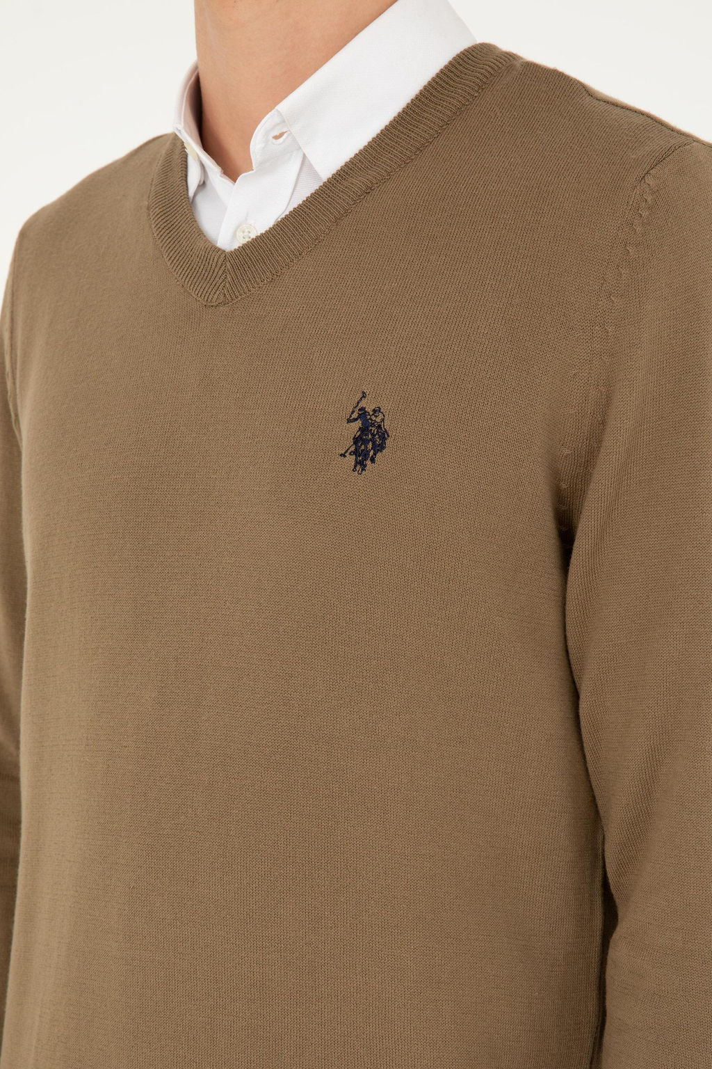 Мужской базовый свитер цвета хаки - U.s. polo assn фото 7