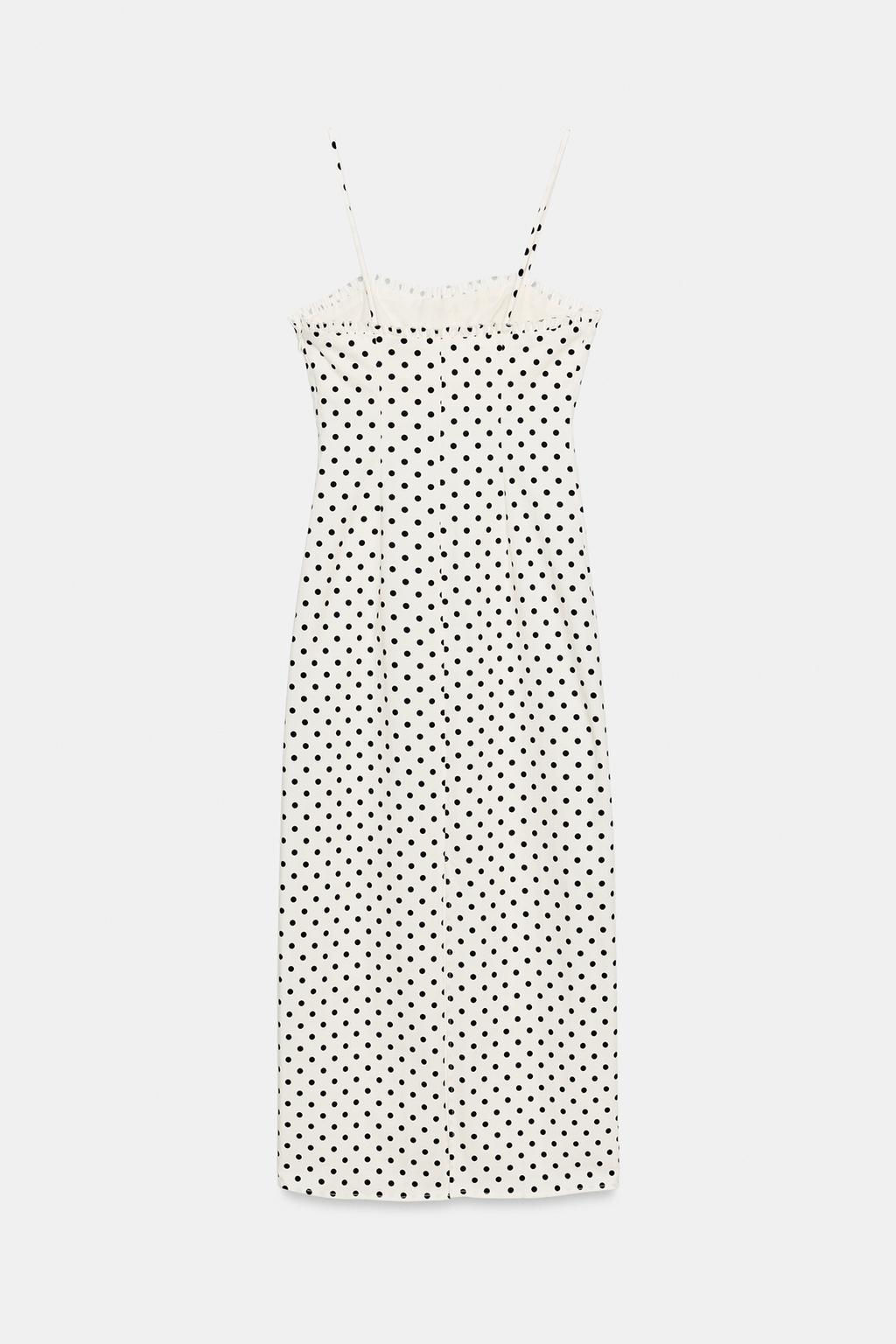 VESTIDO MIDI CORSETERO LUNARES / Blanco / Negro - Zara фото 15