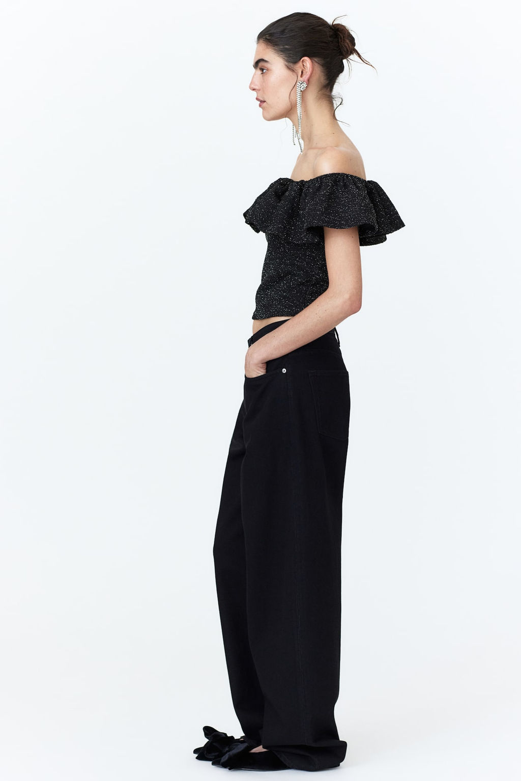 Glittery off-the-shoulder top - H&m фото 3