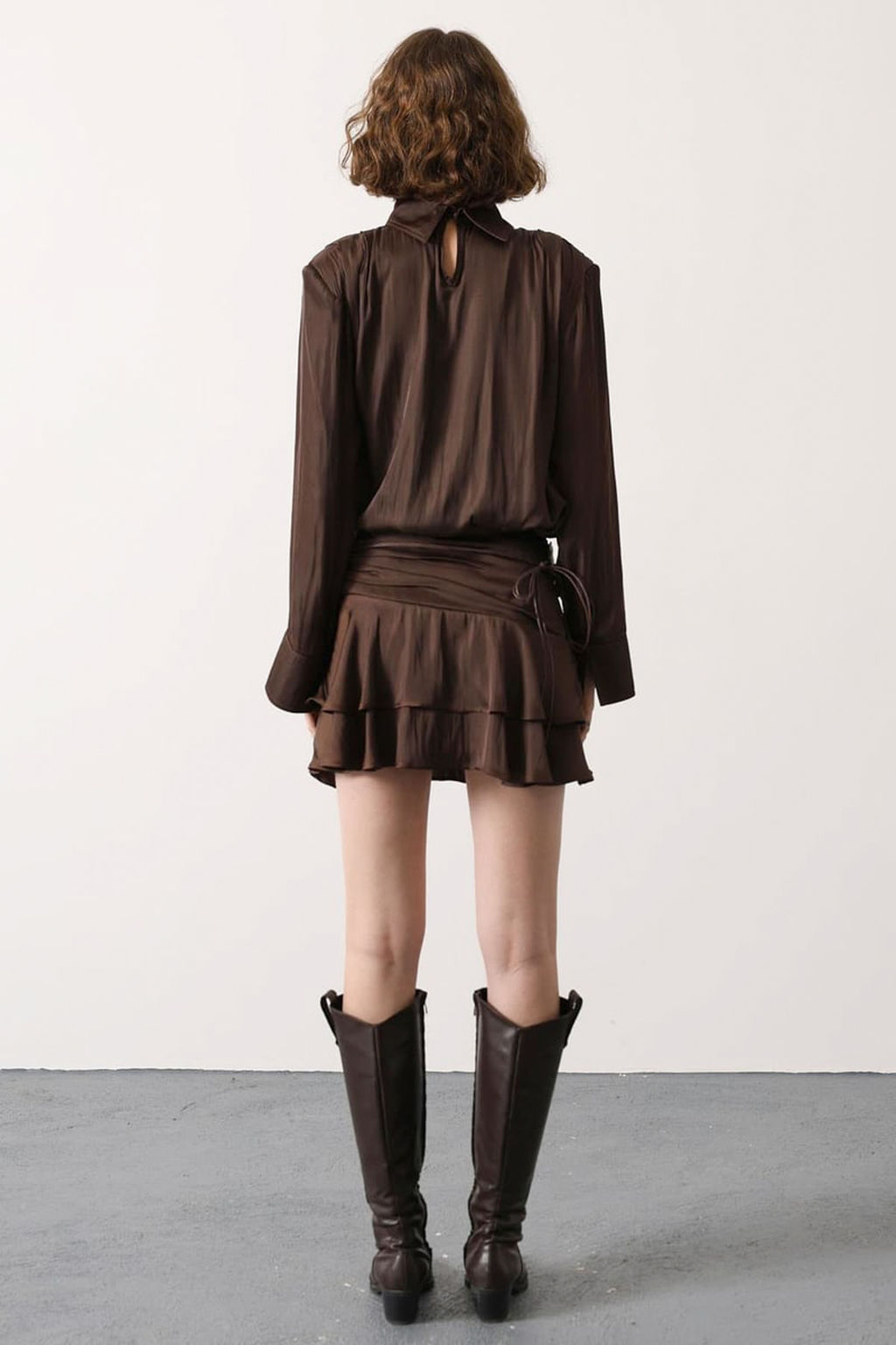 Kahverengi Kemerli Saten Mini Ici Sortlu Boho Etek TWOSS26ET00155 - Trendyolmilla фото 6