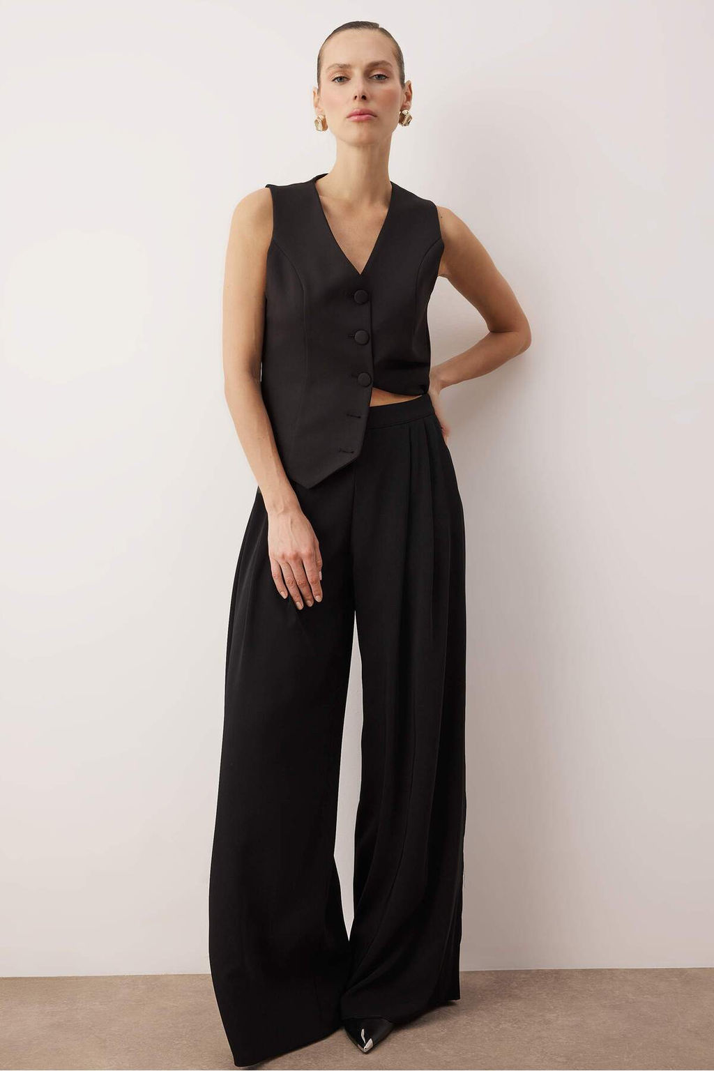 EXCLUSIVE Ac?k Haki Cift Pilili Dokumlu Kumas Extra Wide Leg Genis Paca Pantolon TWOAW26PL00122 - Trendyolmilla фото 10
