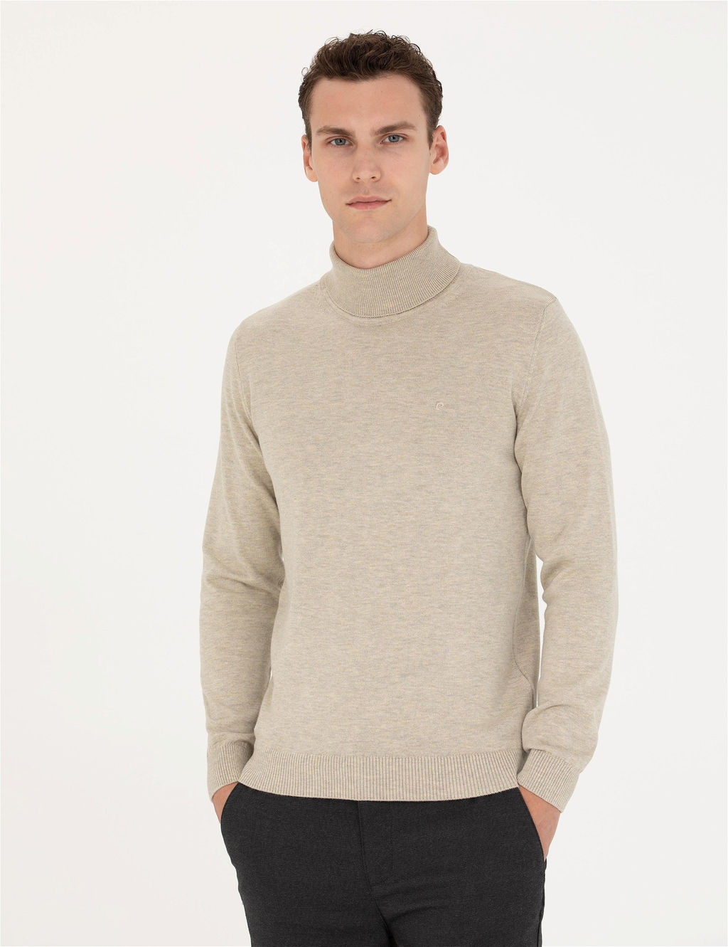 Kum Melanj Slim Fit Bal_k__ Yaka Basic Triko Kazak