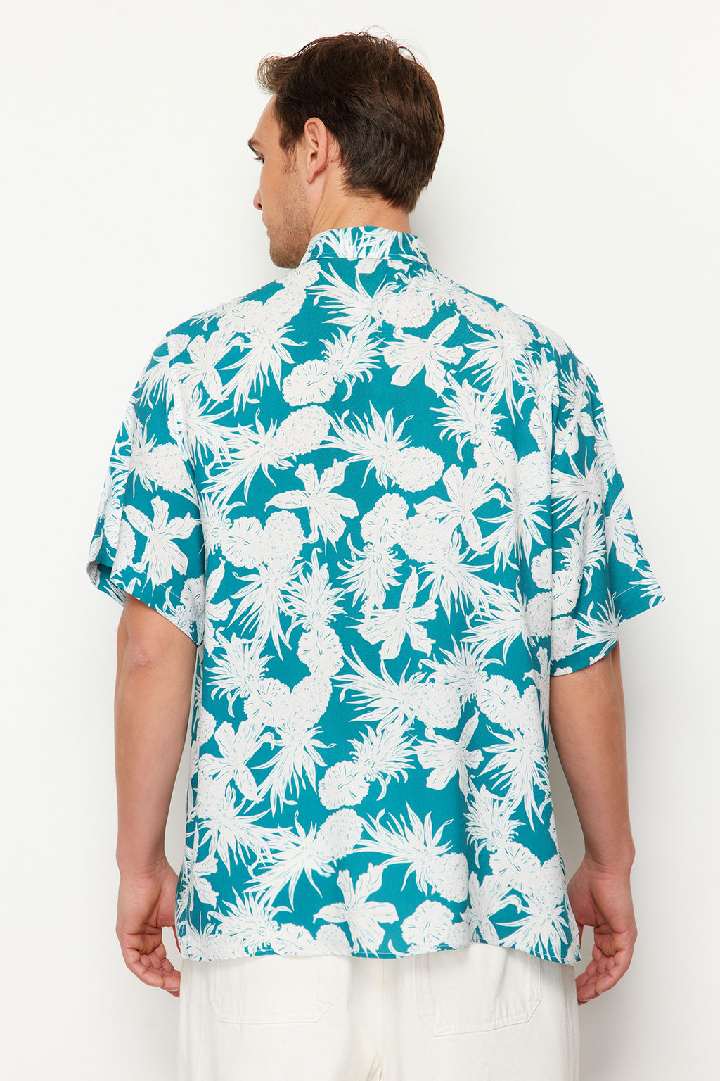 Mavi Unisex Oversize Fit Ananas Bask?l? %100 Viskon K?sa Kollu Salas Yazl?k Gomlek TMNSS24GO00041 - Trendyolmilla фото 6