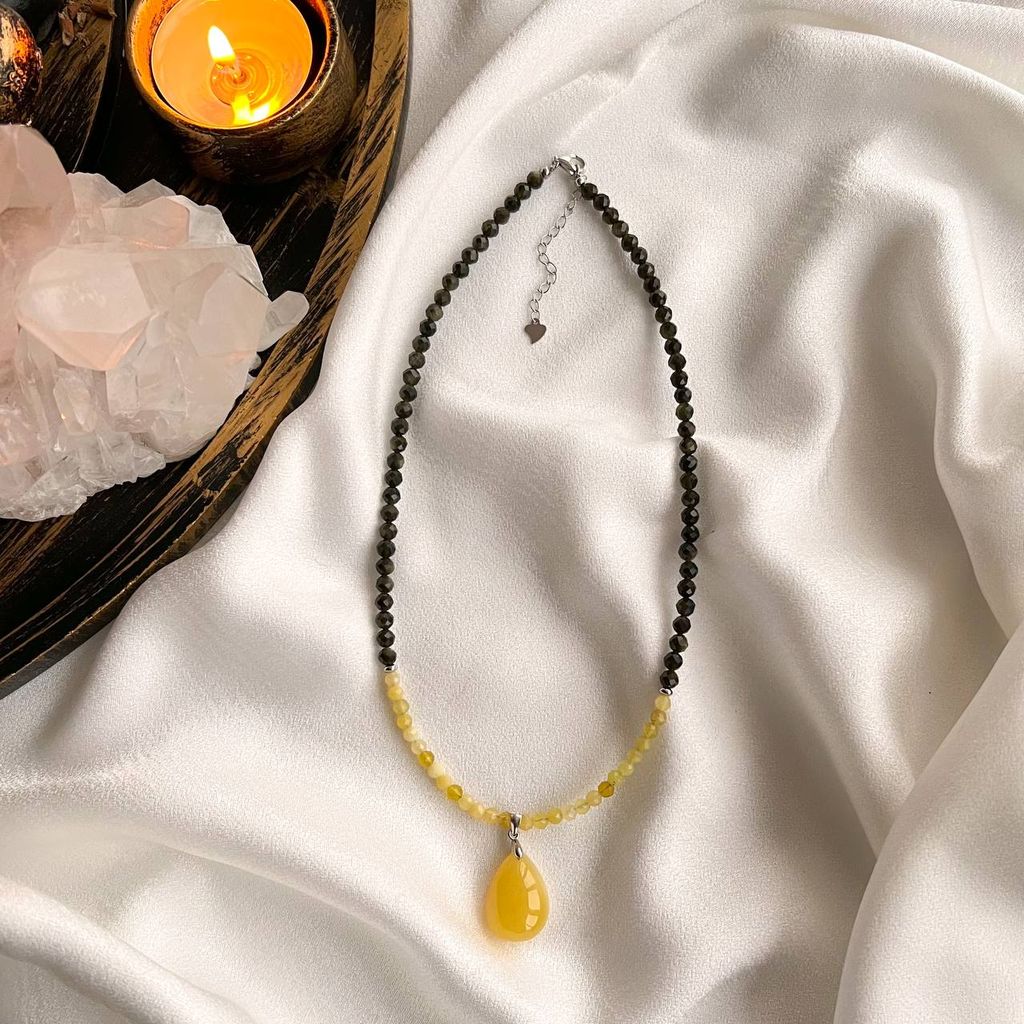 Колье из Обсидиана и Опала