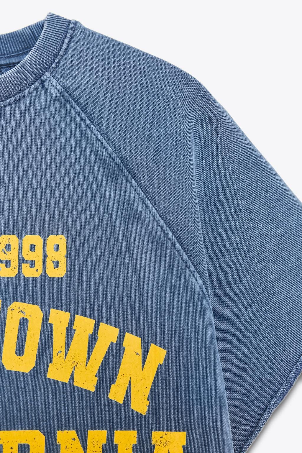 WASHED-EFFECT TEXT PLUSH SWEATSHIRT - Zara фото 14