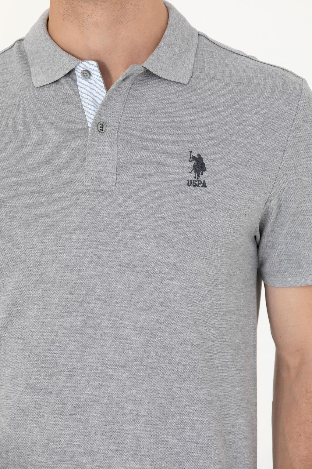 Мужская серая меланжевая базовая футболка - U.s. polo assn фото 7