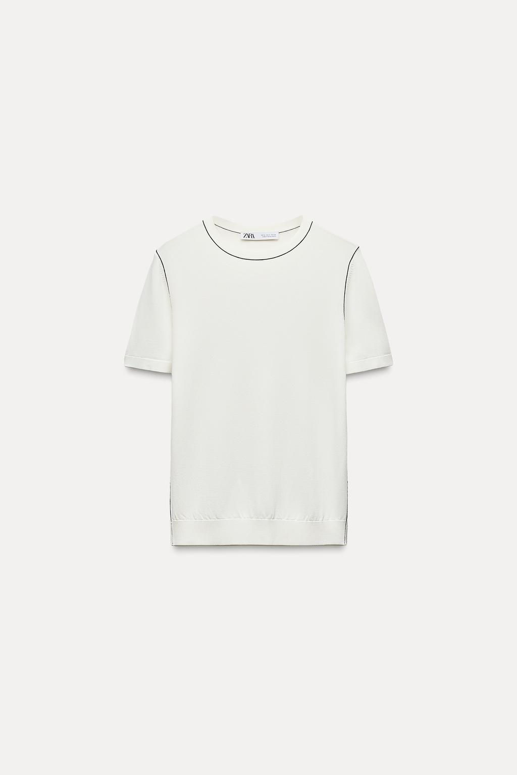 PLAIN KNIT TOP WITH CONTRAST TRIMS - Zara фото 13