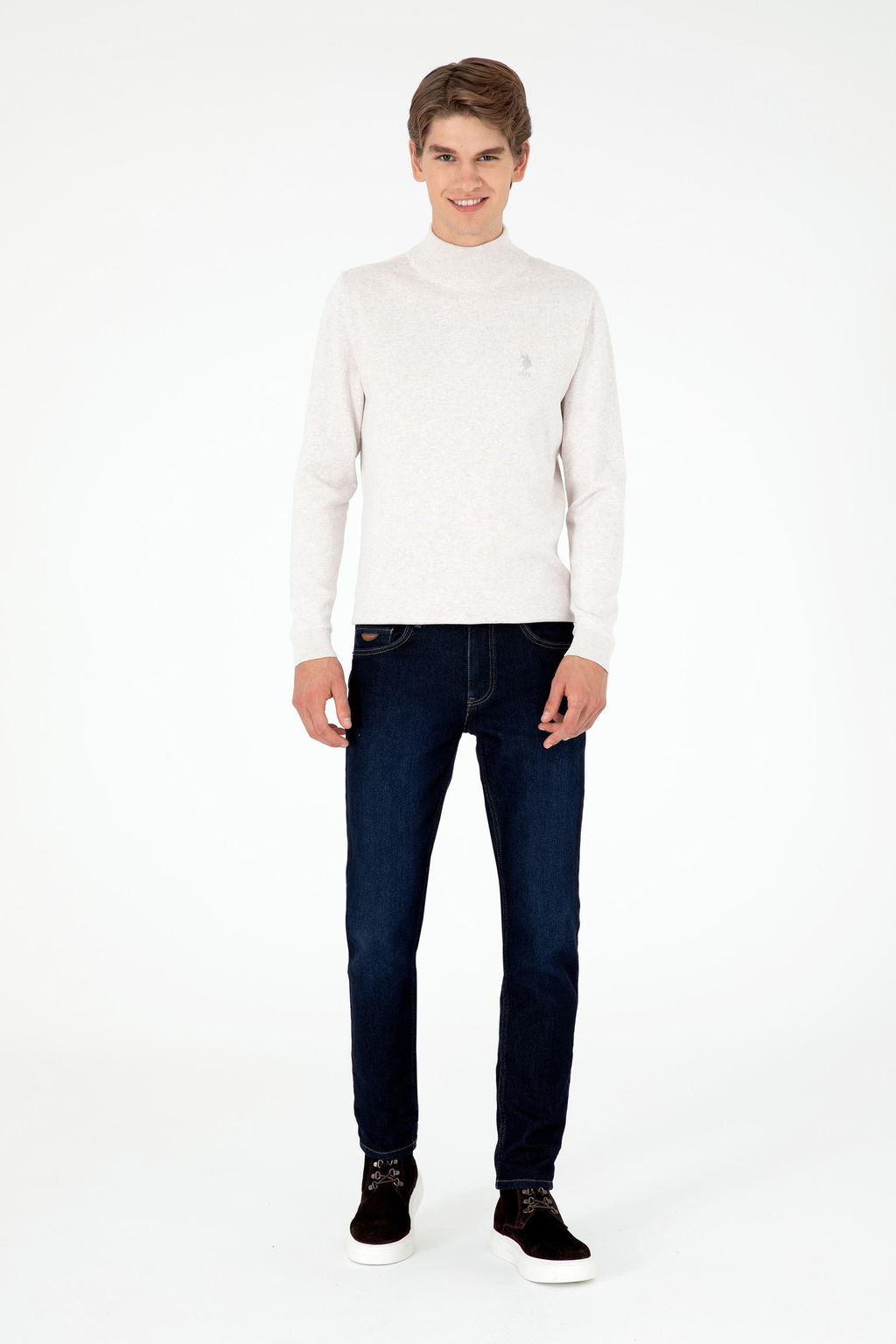 Мужской базовый свитер из каменного меланжа - U.s. polo assn фото 4
