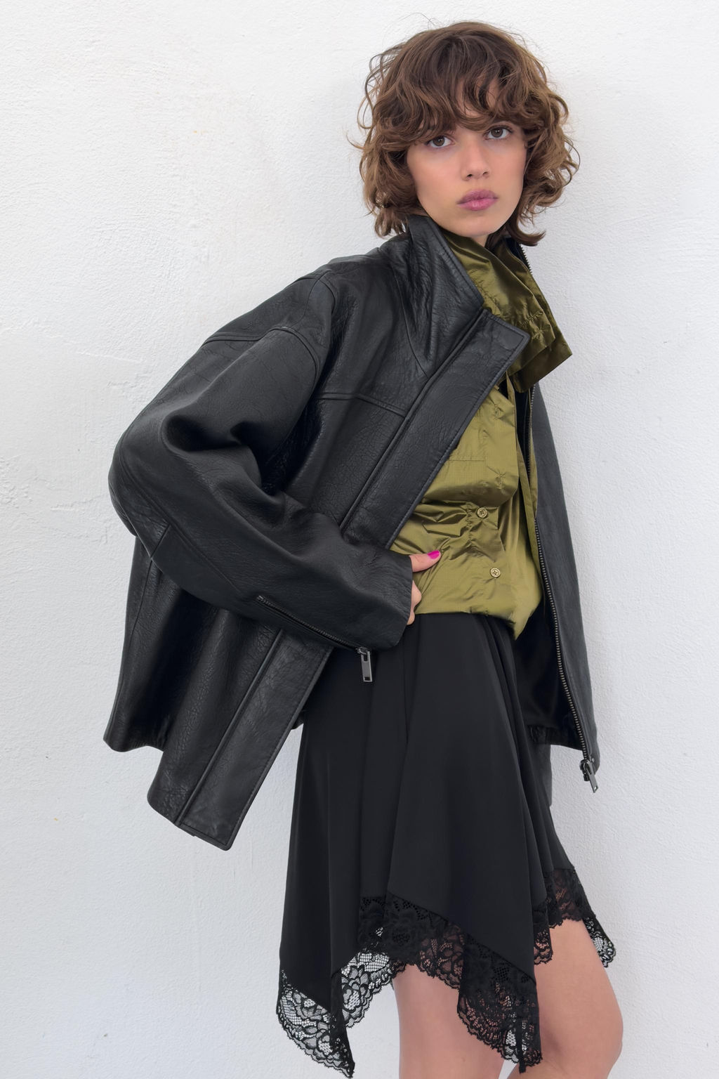 CAZADORA OVERSIZE PIEL 100% / Negro - Zara фото 3