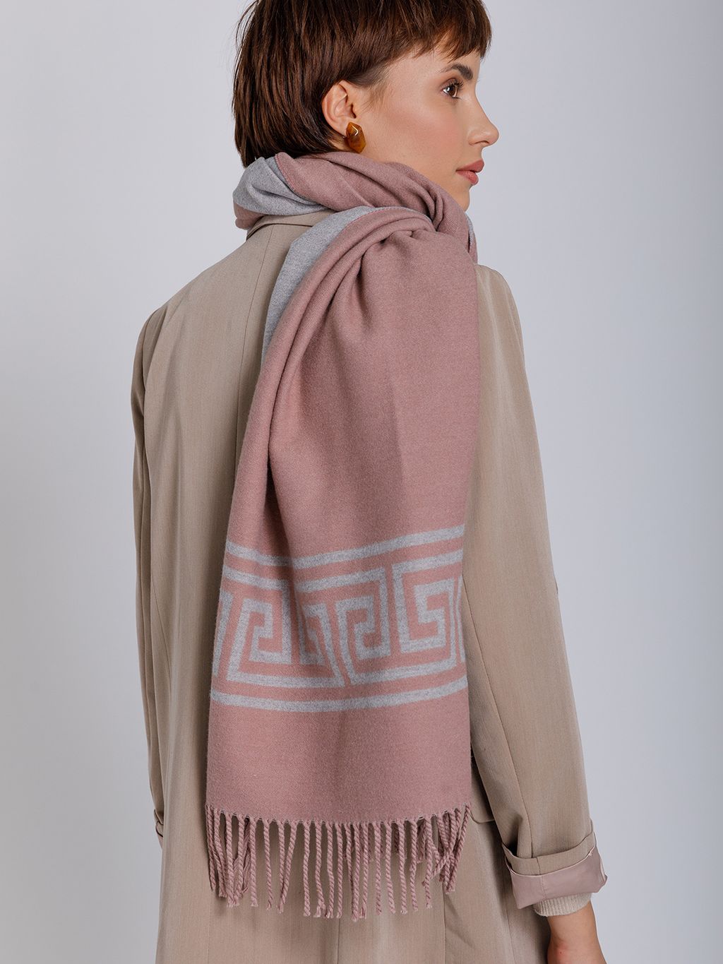 В составе шерсть и кашемир! теплый двусторонний палантин - Tantino фото 8