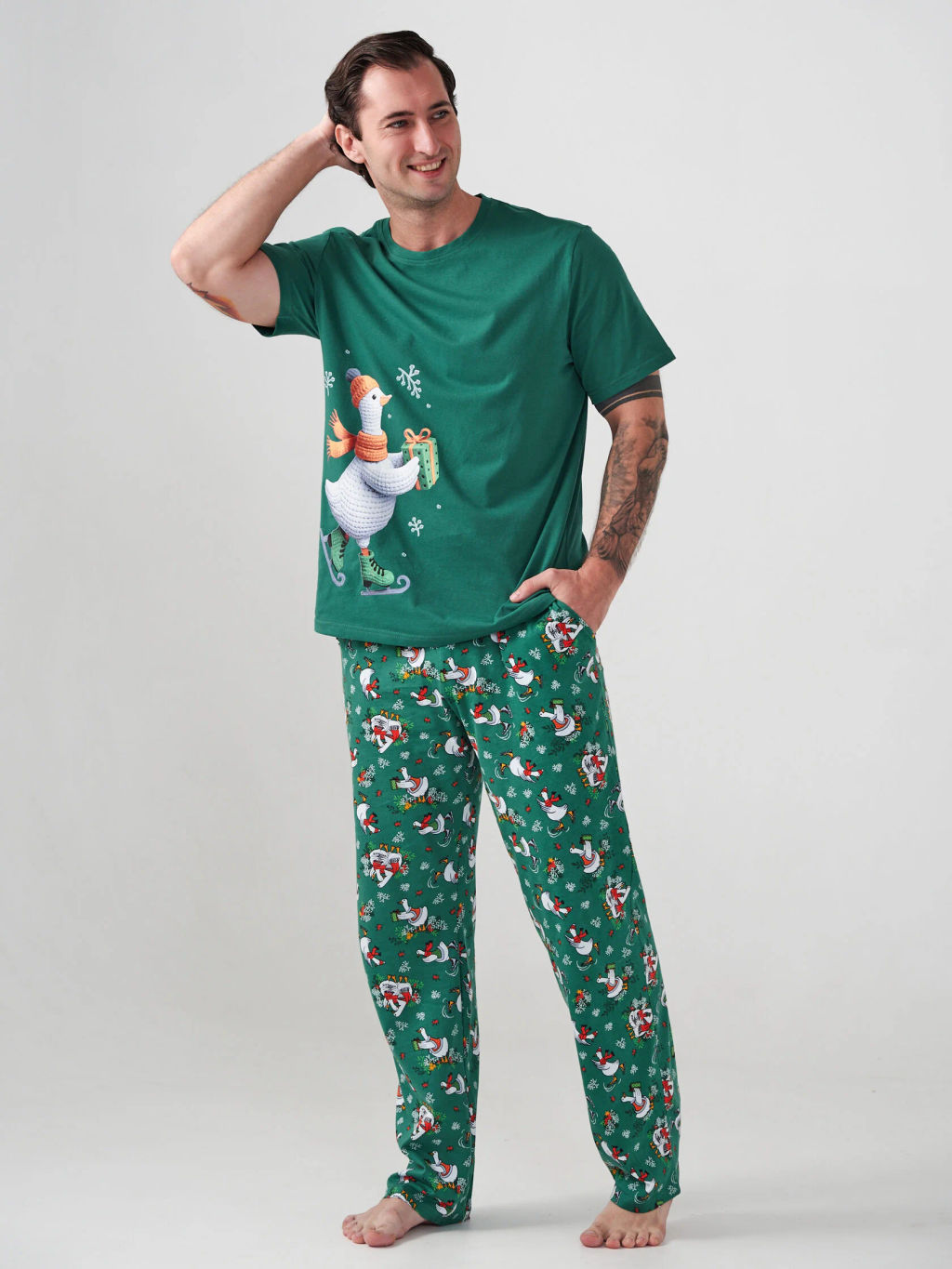 Пижама парная мужская 100% хлопок Зимние забавы - Оптима фото 5
