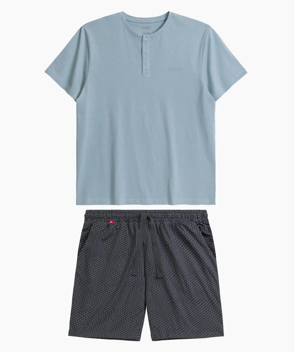 ATLANTIC NMP-386 Пижама мужская Moon голубой + графитовый  фото 2