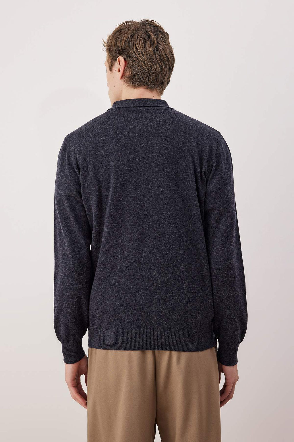 Lacivert Regular Polo Yaka Duz Kazak TMNAW26KZ00009 - Trendyolmilla фото 4