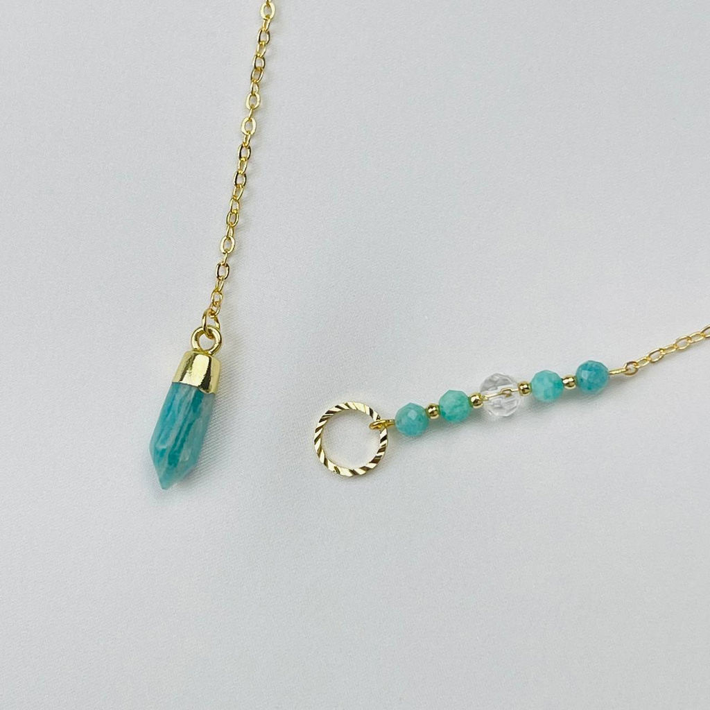 Колье на цепочке с Амазонитом и Горным Хрусталем
