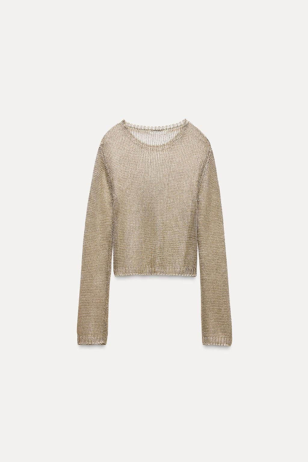 METALLIC THREAD MESH JERSEY TOP - Zara фото 7