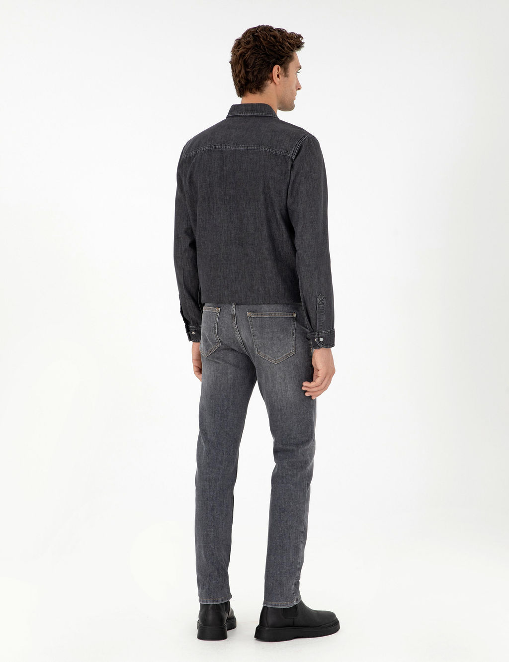 Джинсовые брюки узкого кроя антрацитового цвета - Cacharel фото 4