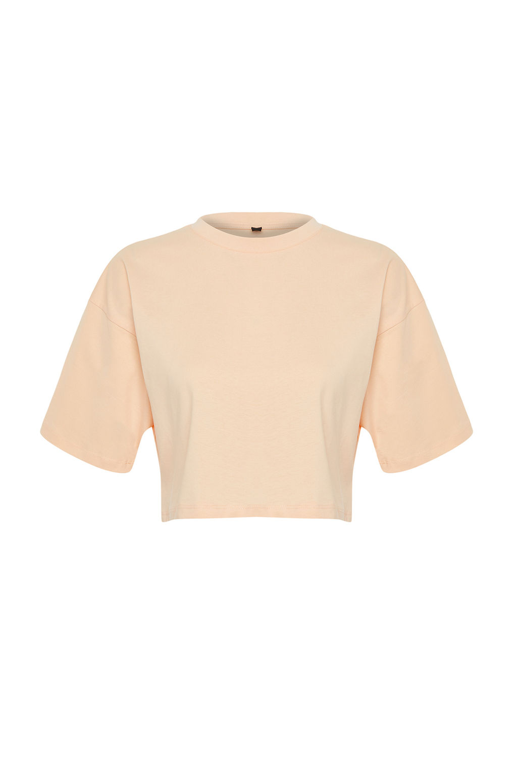 TRENDYOLMILLA Beyaz %100 Pamuk Premium Crop Bisiklet Yaka Orme T-Shirt TWOSS23TS00038  фото 23