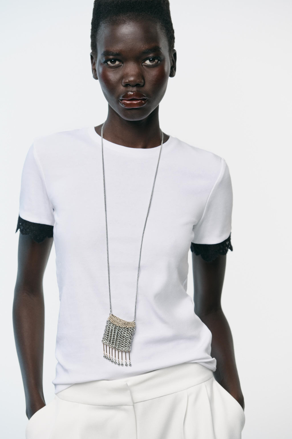 LACE SLEEVE T-SHIRT - Zara фото 2