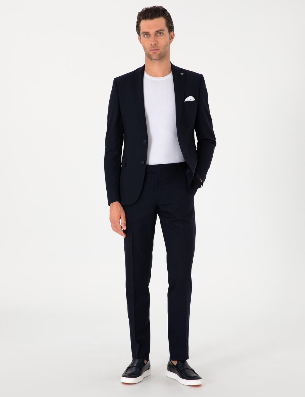 Lacivert Slim Fit Y_n Kar___ml_ Klasik Kuma_ Pantolon - Cacharel фото 3