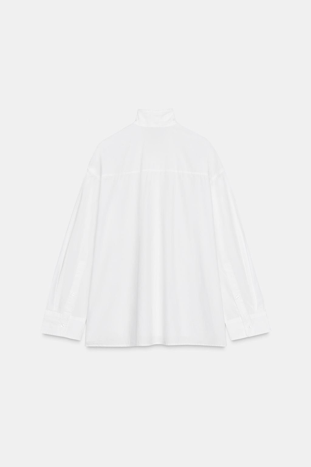 OVERSIZE POPLIN SHIRT WITH LACE-TRIMMED TIE