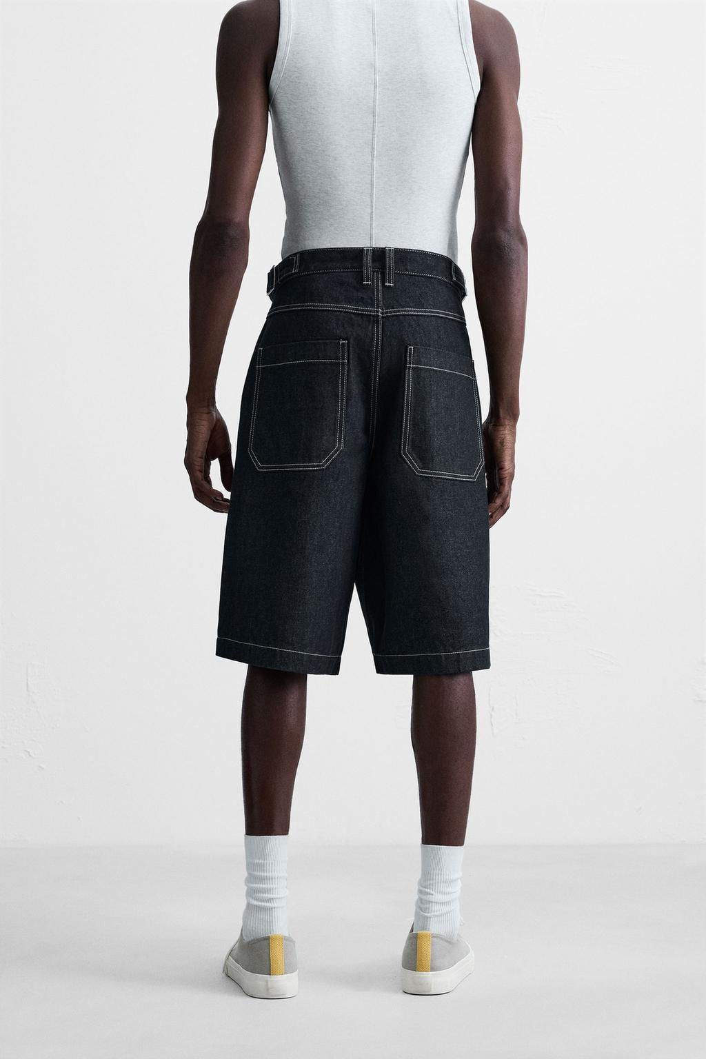 BELTED BAGGY FIT DENIM BERMUDA SHORTS - Zara фото 3
