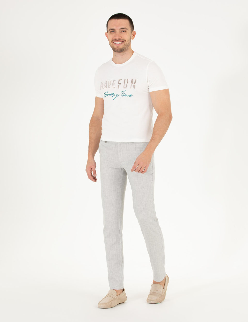 Gri Keten Kar___ml_ Jogger Kuma_ Pantolon - Pierre cardin фото 3