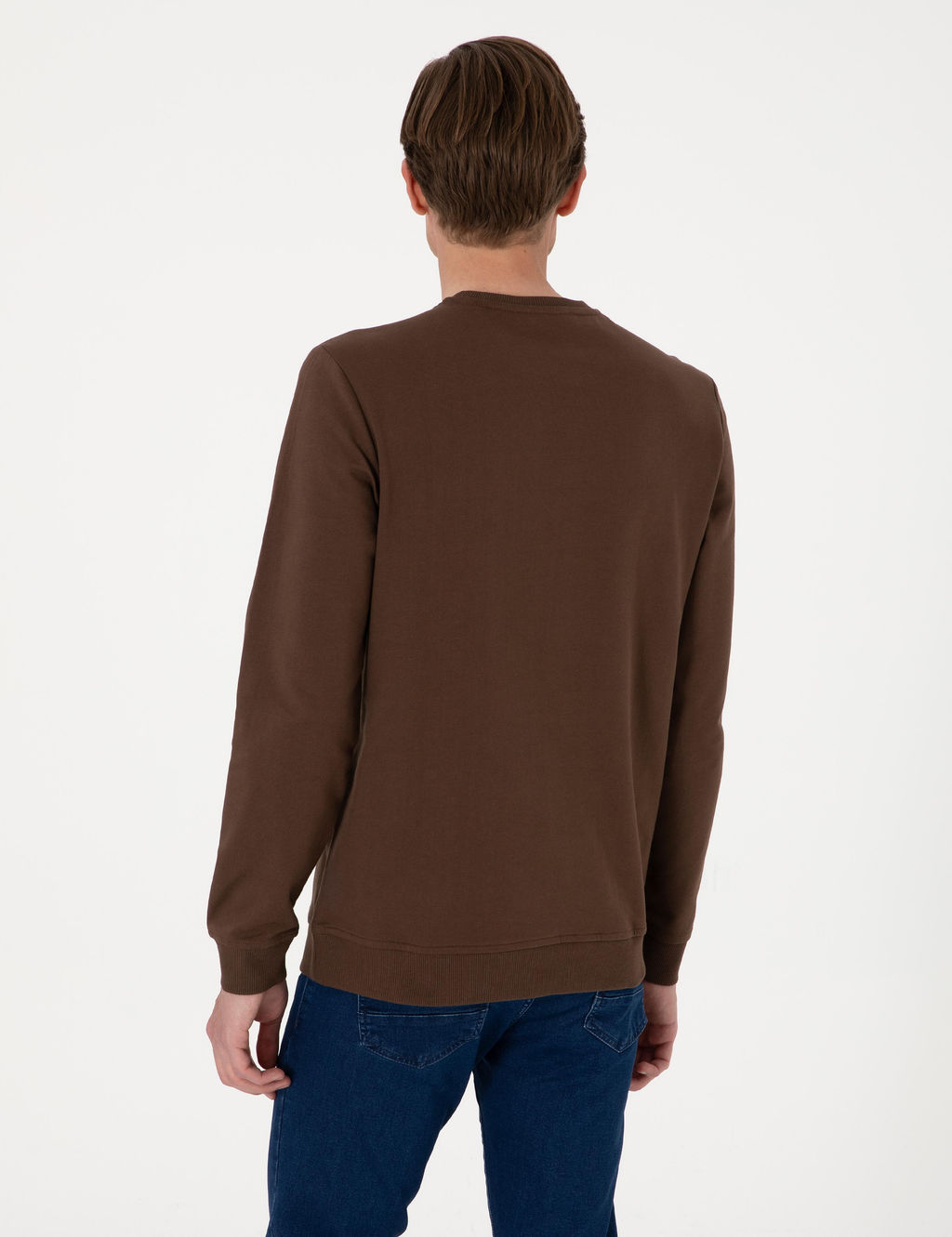 Kahverengi 2 _plik Regular Fit Bisiklet Yaka Basic Sweatshirt - Pierre cardin фото 5