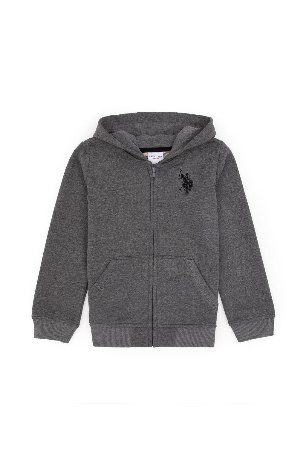 Erkek _ocuk Antrasit Melanj Fermuarl_ Kap__onlu Sweatshirt