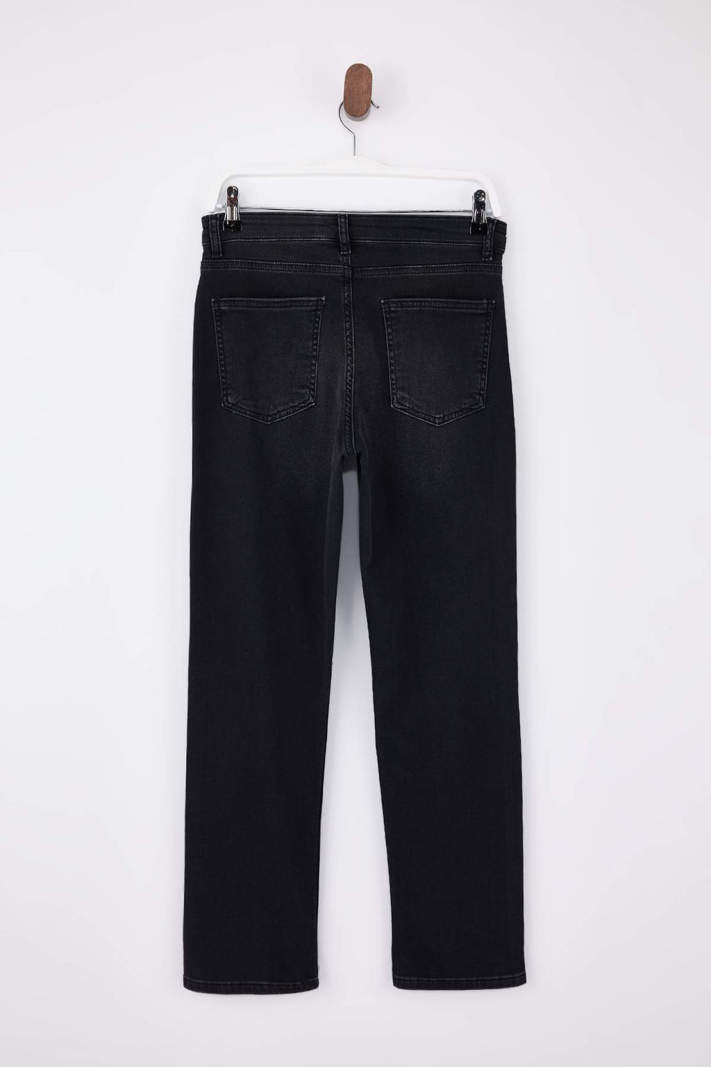 Siyah Yuksek Bel Straight Yumusak Ekstra Esneyen Orme Kot/Jeans TWOSS26JE00104 - Trendyolmilla фото 2