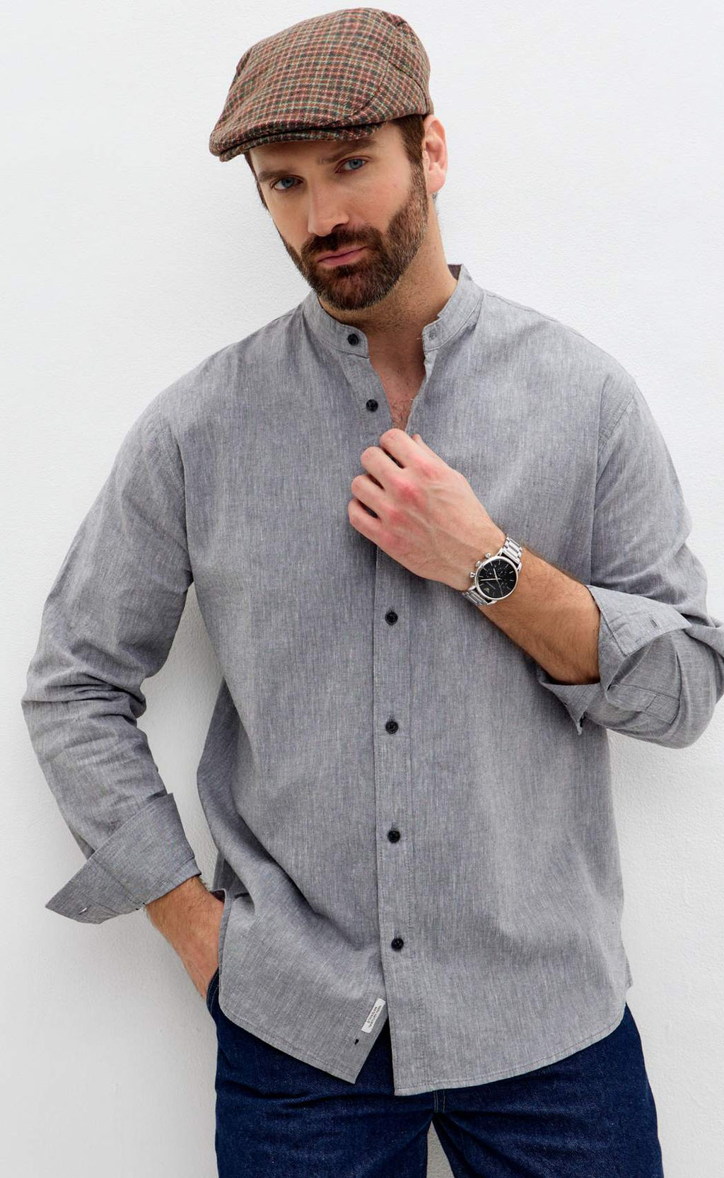 Рубашка д/р лен F511-0480 green-grey - Fine joyce фото 11