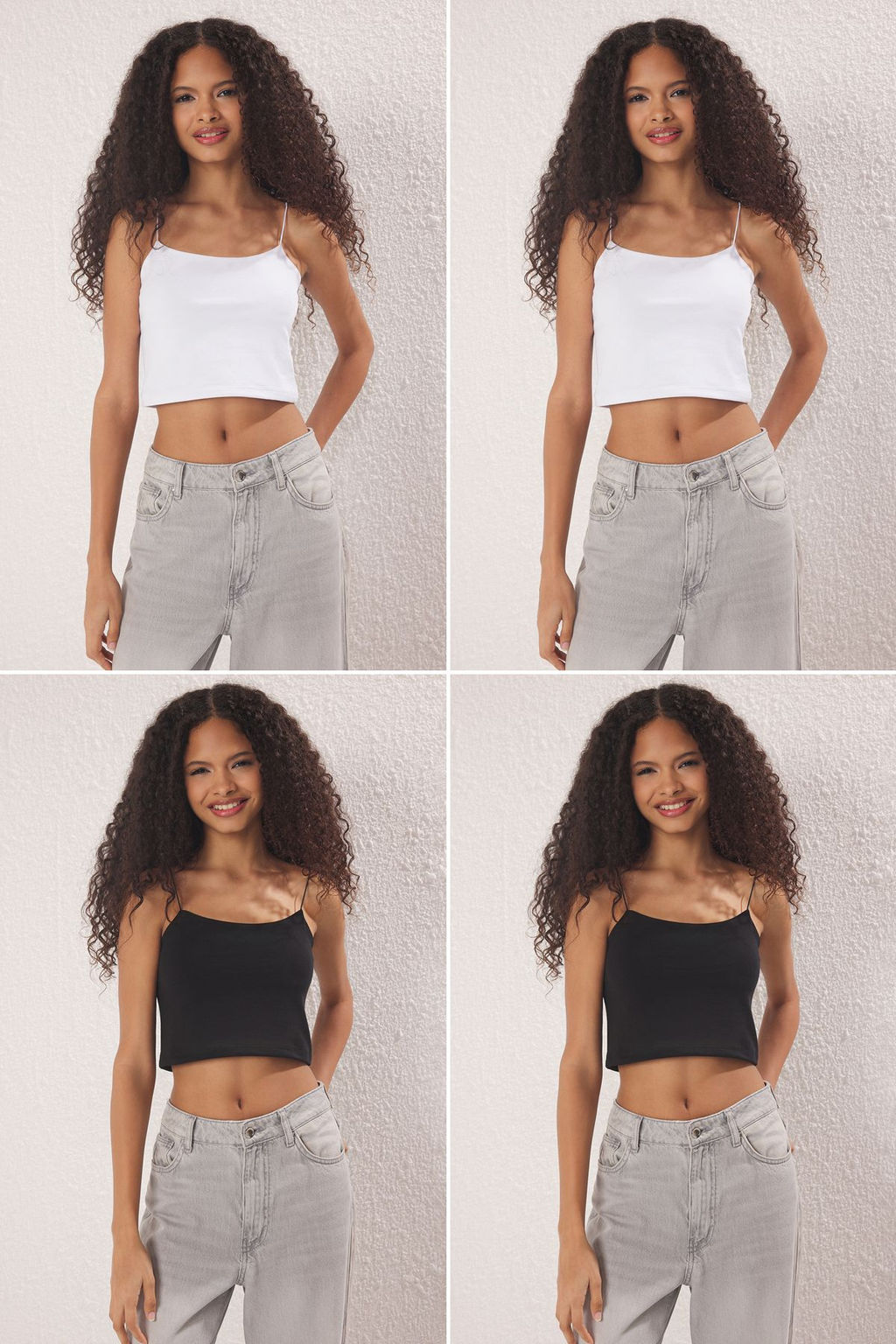 Trendyolmilla Antrasit-Beyaz-Bordo-Bej 4lu Paket Ask?l? Crop Vucuda Oturan Esnek Orme Atlet TWOSS25AL00051  фото 15