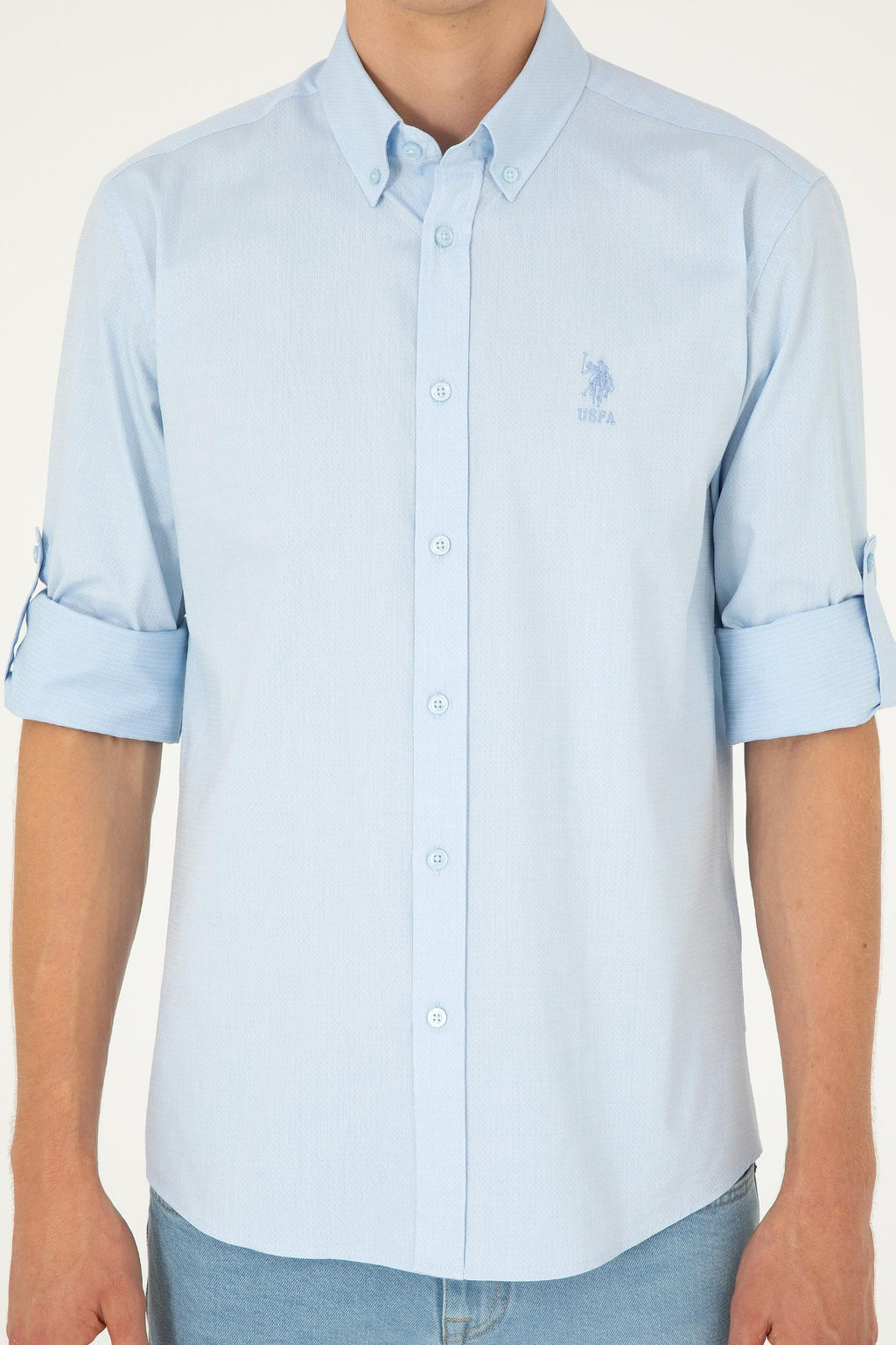 Мужская голубая рубашка с длинным рукавом Неожиданная скидка в корзине - U.s. polo assn фото 6