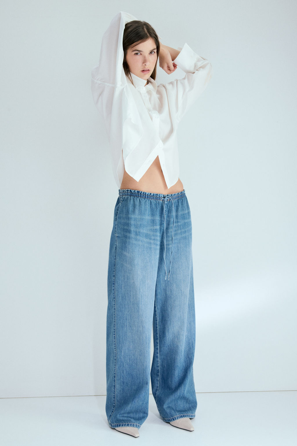 Pantal?n denim con cintura el?stica - H&m фото 6