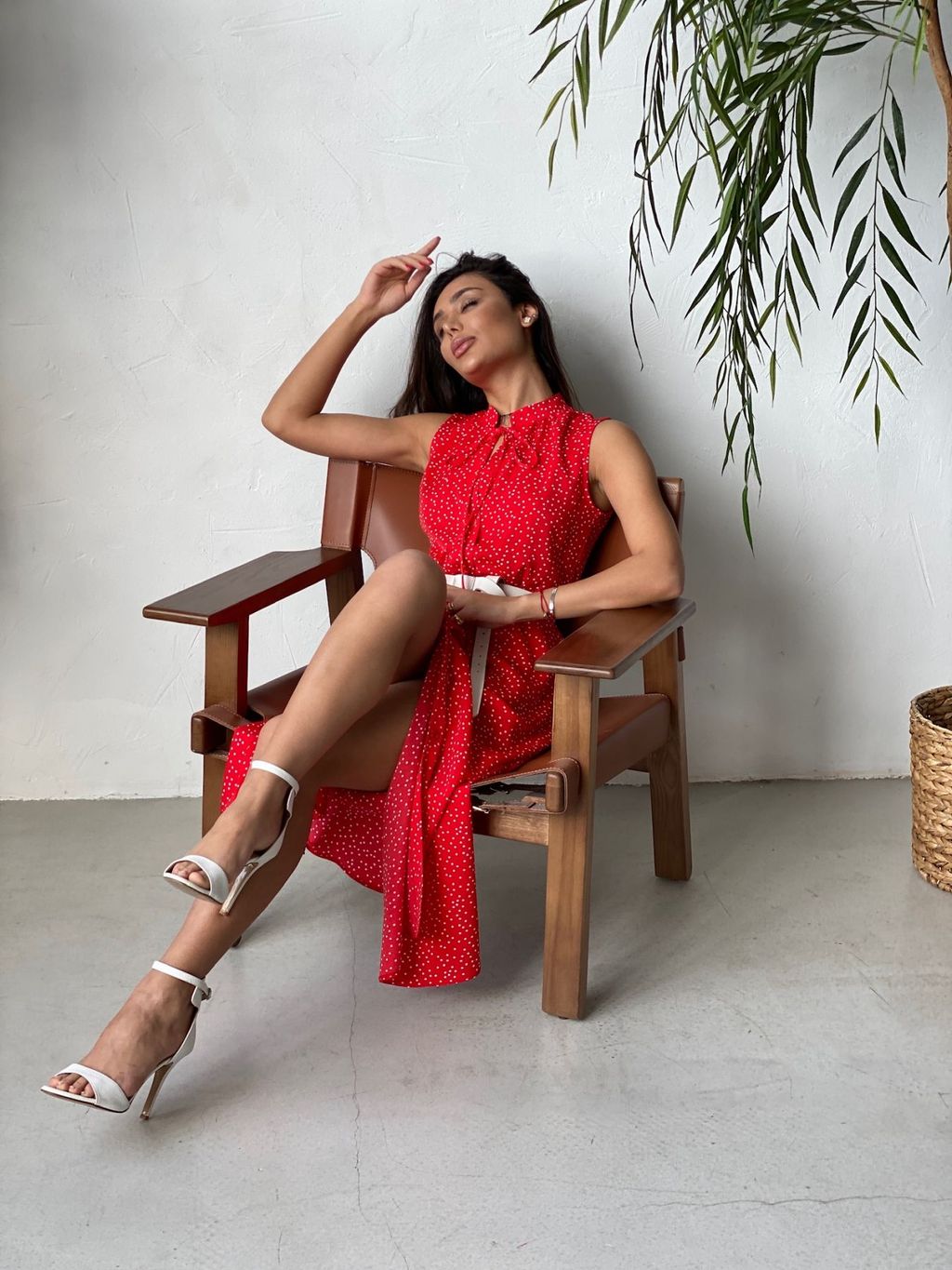 Платье, как из к/ф Красотка, красное в хаотичный горошек - Martichelli фото 2