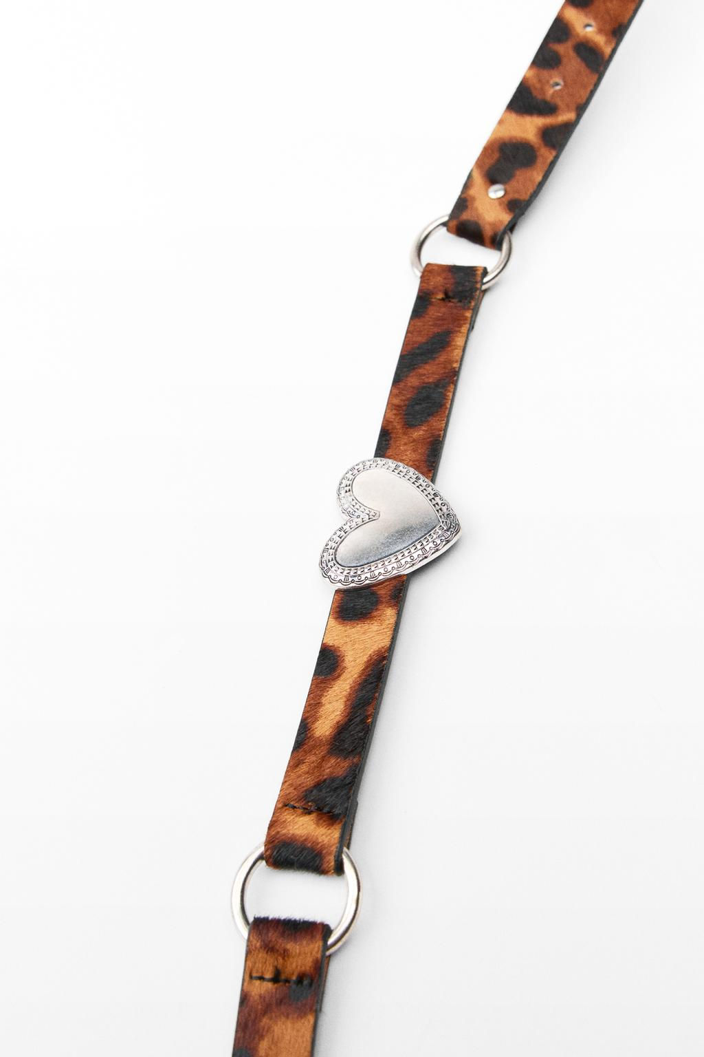 ANIMAL PRINT LEATHER BELT WITH HEARTS - Zara фото 4