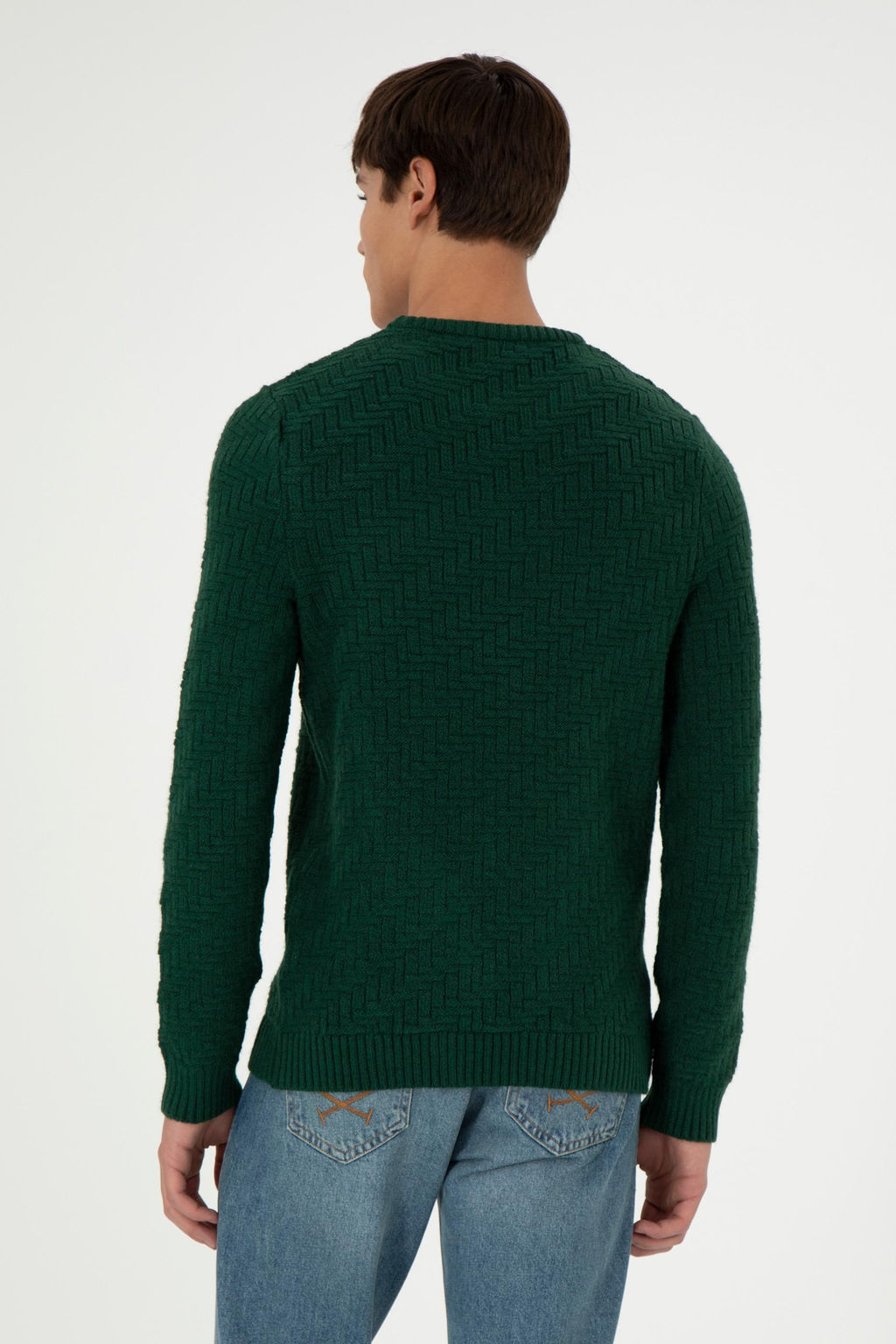 Erkek Slim Fit Bisiklet Yaka Koyu Ye_il Kazak - U.s. polo assn фото 5