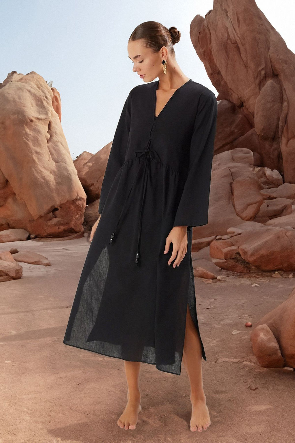 K?rm?z? Dokuma Buzgulu %100 Pamuk Maxi Plaj Elbise TBESS25EL00015 - Trendyolmilla фото 15