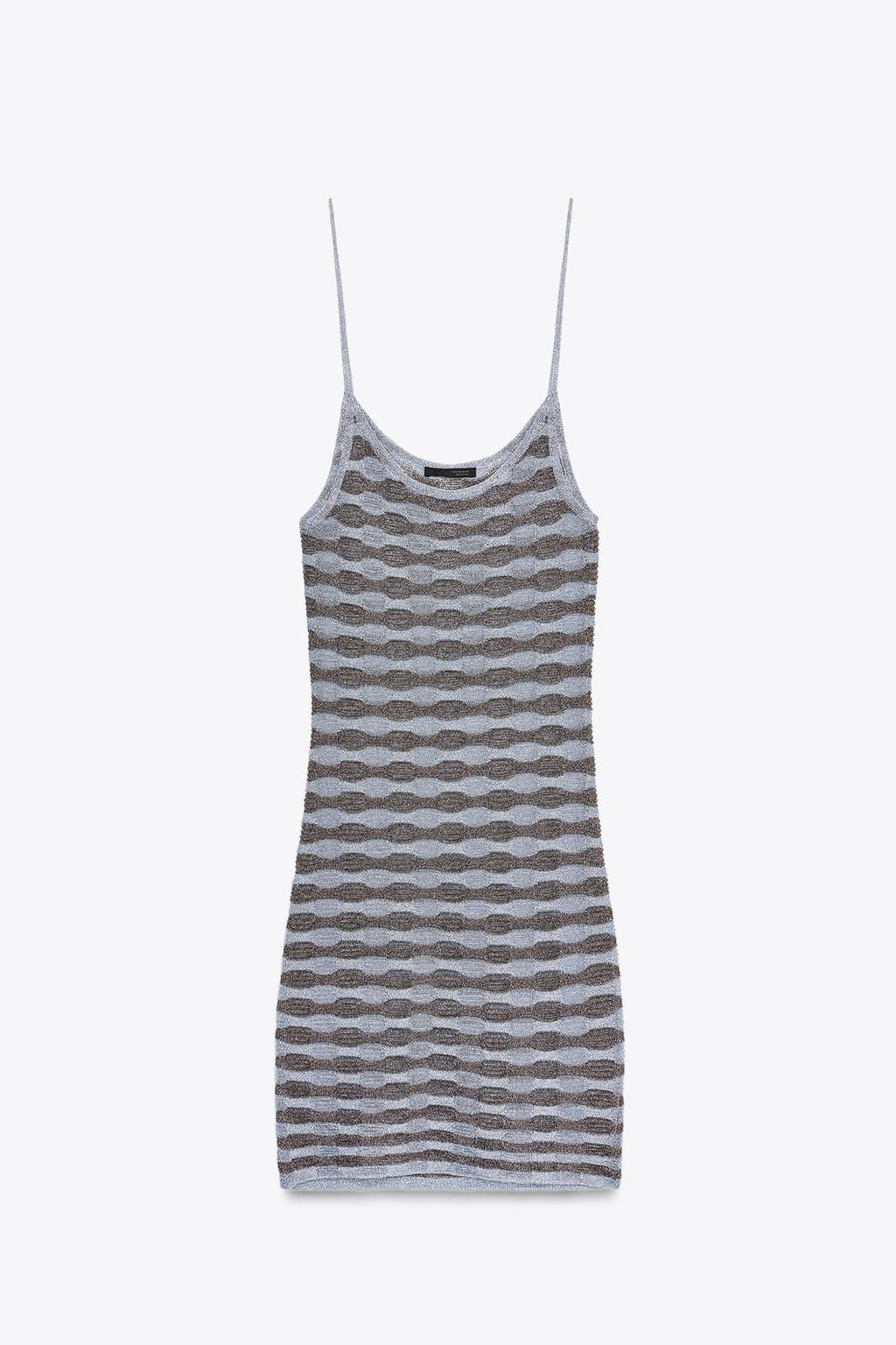 STRIPED METALLIC THREAD DRESS - Zara фото 2
